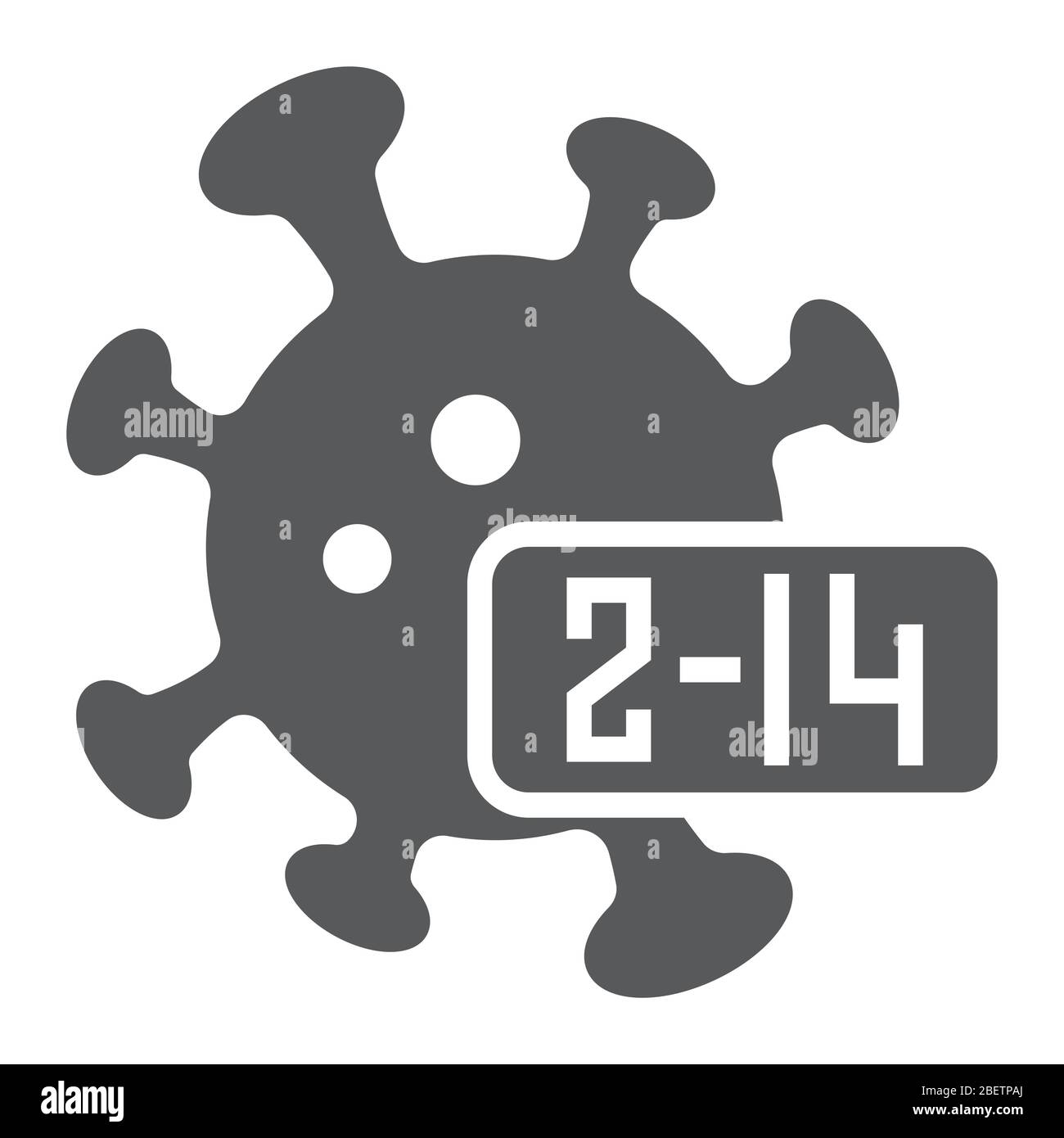 Periodo di incubazione del coronavirus icona glifo, infezione e covid-19, segno del virus, grafica vettoriale, un'icona solida su sfondo bianco, eps 10. Illustrazione Vettoriale