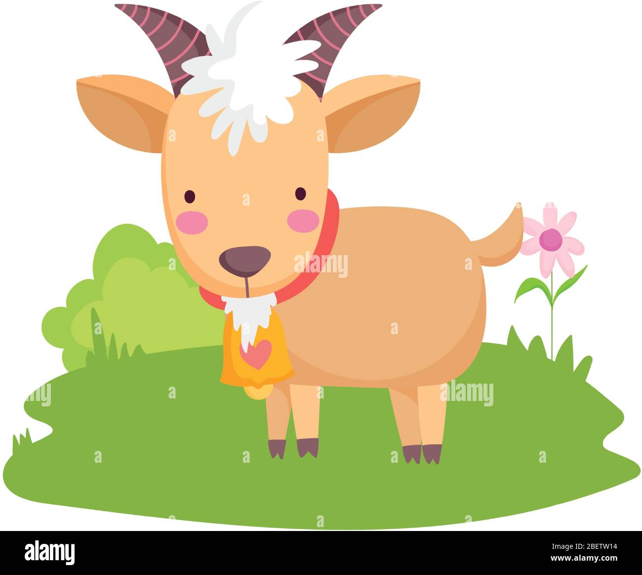 ram fiori in erba fattoria animale cartoon icona isolata su sfondo bianco illustrazione vettoriale Illustrazione Vettoriale