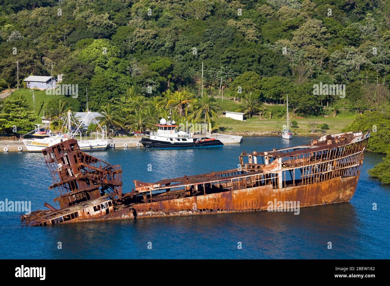Naufragio della nave a Mohogany Bay, Roatan Island, Honduras, America Centrale Foto Stock