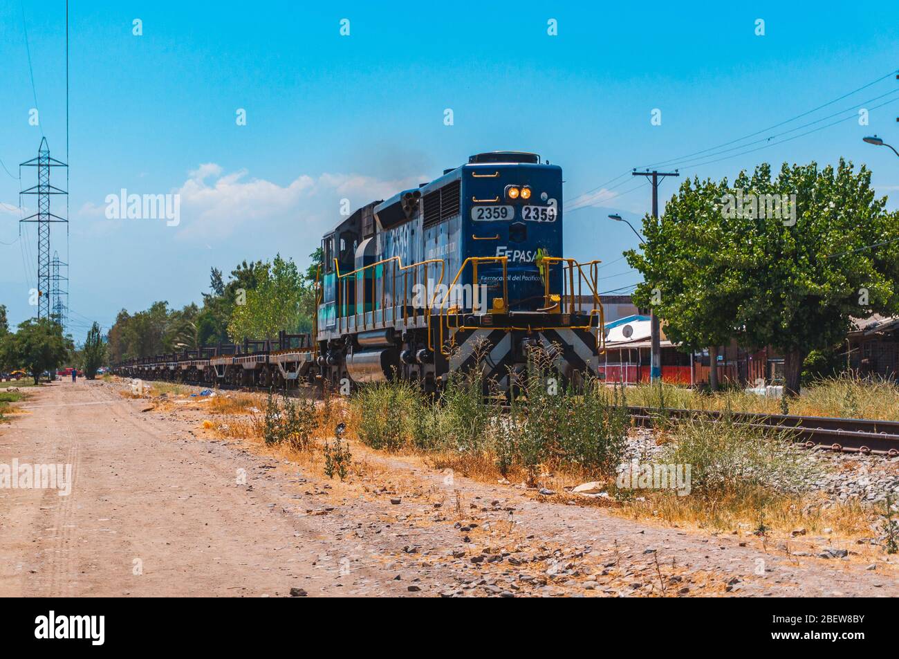 SANTIAGO, CILE - DICEMBRE 2015: Un treno merci a Cerrillos Foto Stock