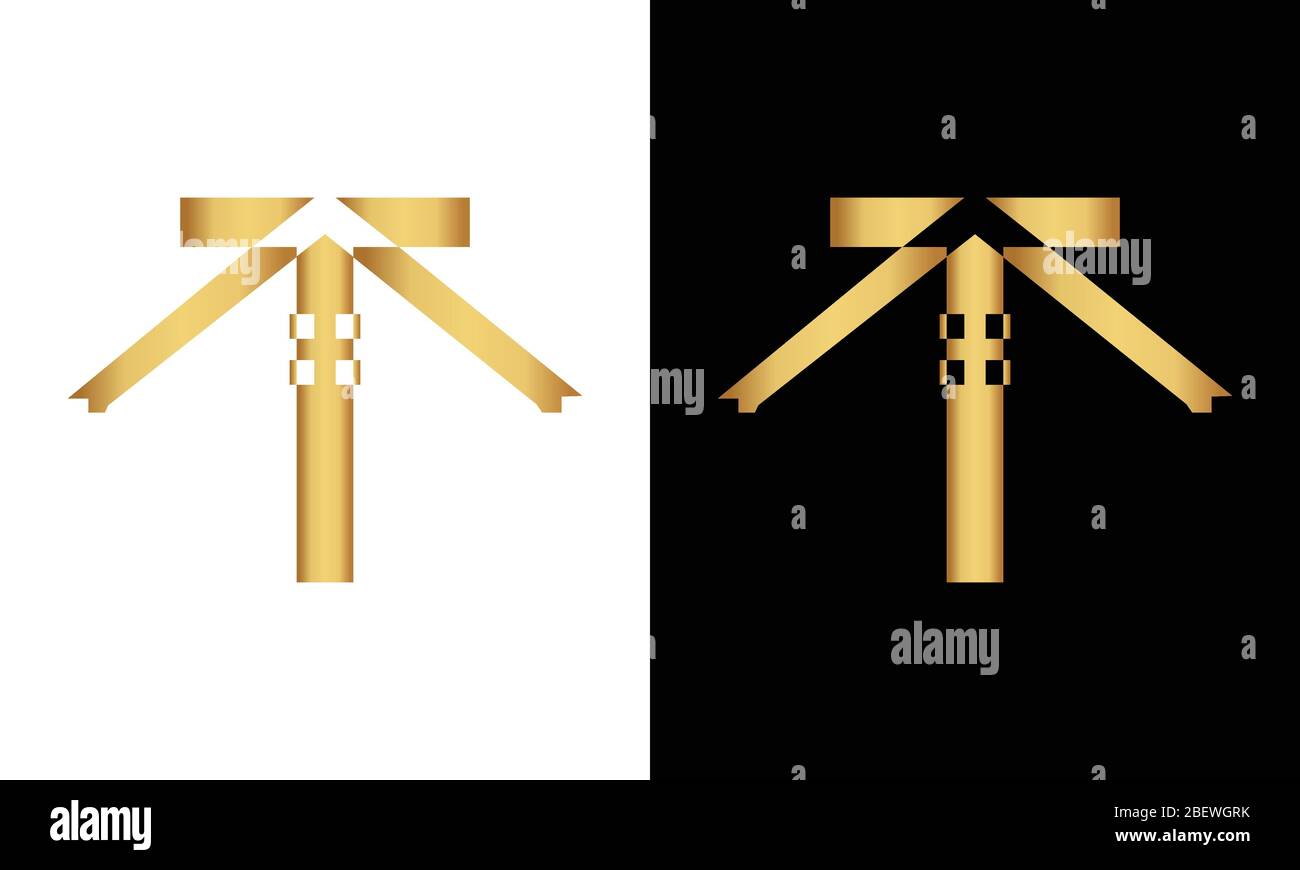 Logo con lettera T. Logo immobiliare. Illustrazione Vettoriale