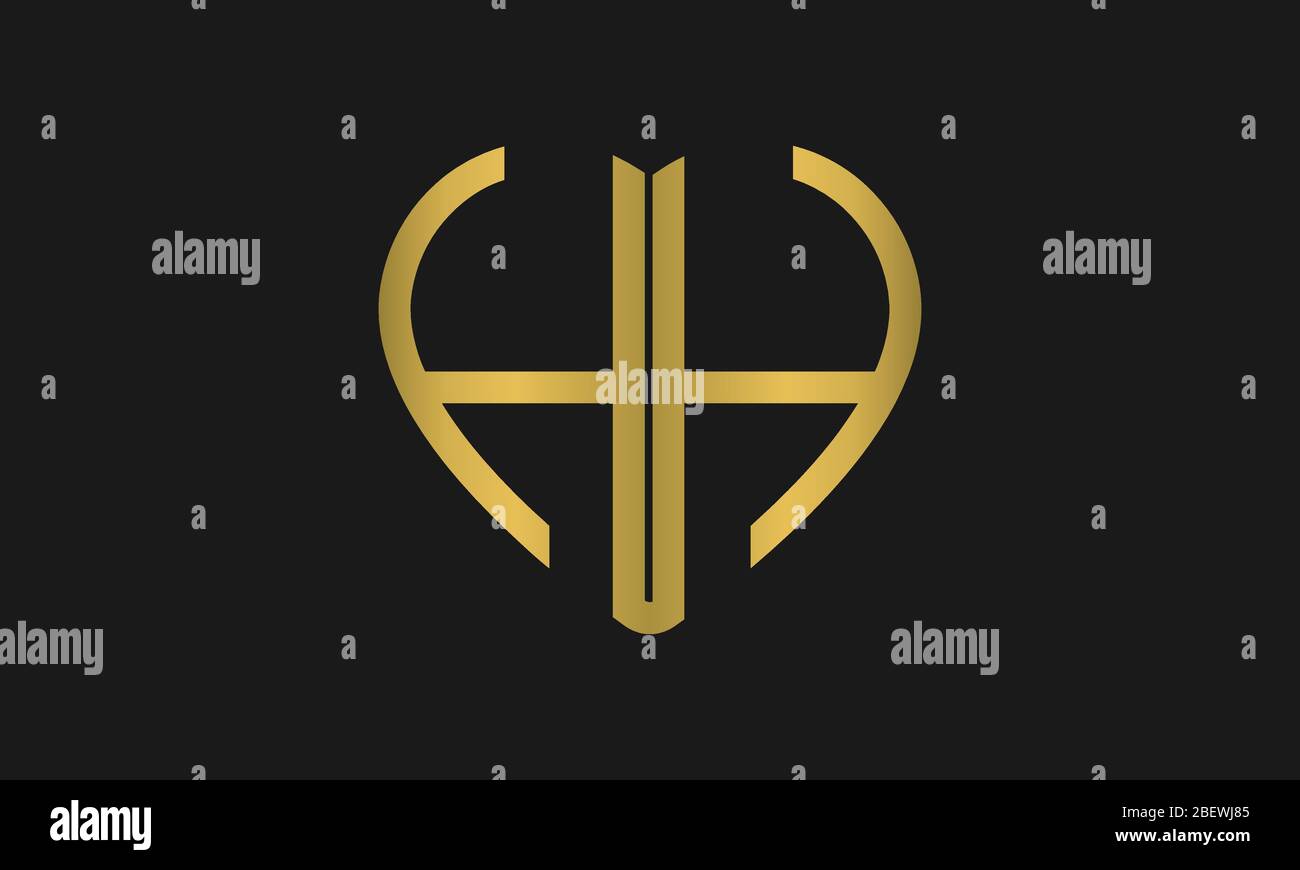 Logo a forma di cuore lettera H o lettera HH, logo per l'invito al matrimonio, nome del matrimonio e nome commerciale. Illustrazione Vettoriale