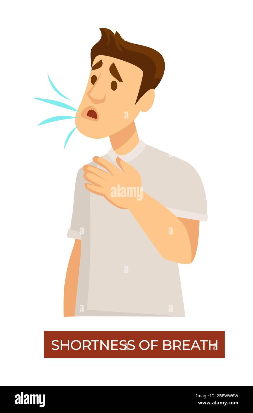 Respiro corto, uomo con sintomi di coronavirus Illustrazione Vettoriale