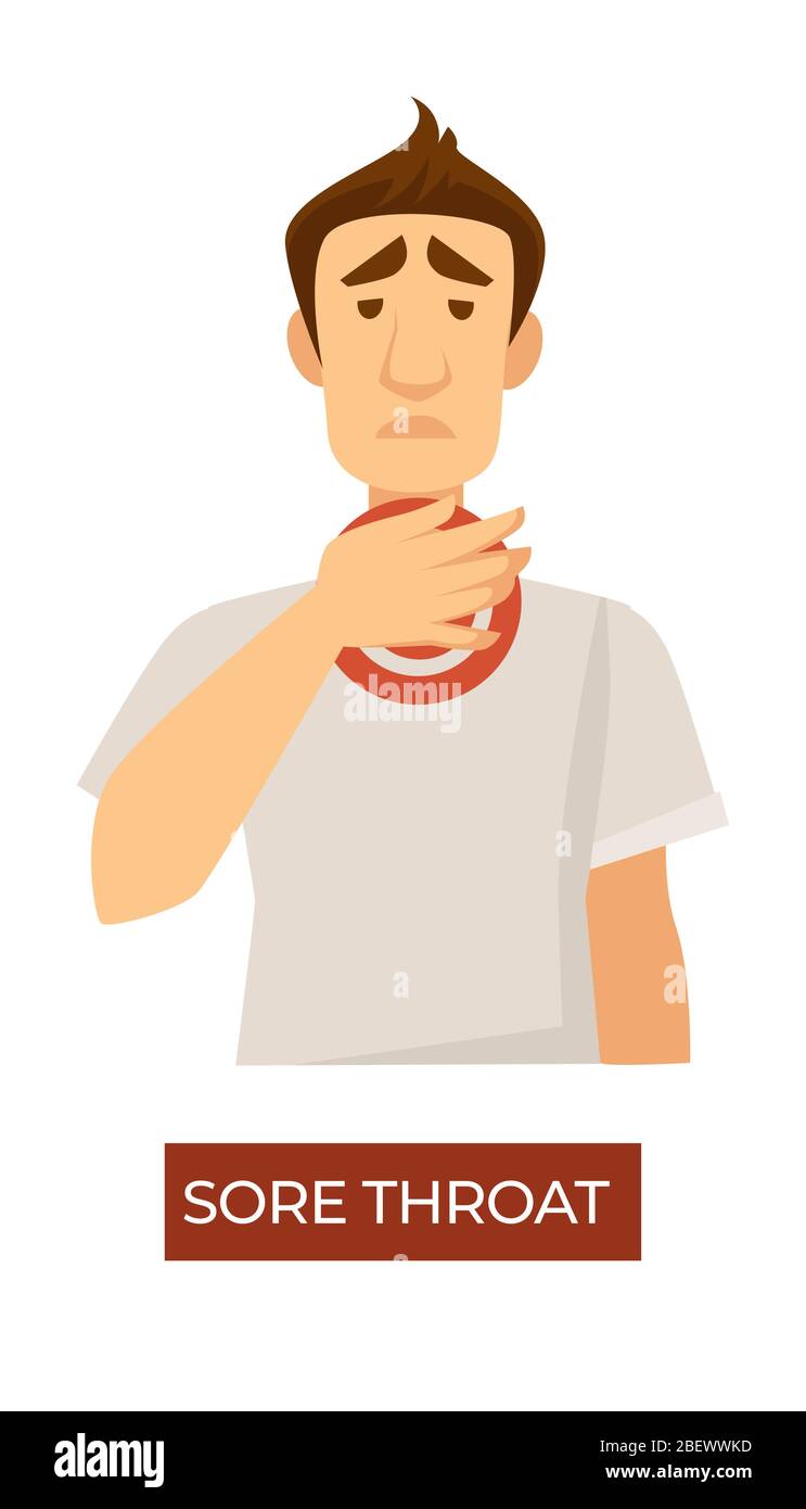 Mal di gola sintomi di coronavirus, influenza o allergia Illustrazione Vettoriale