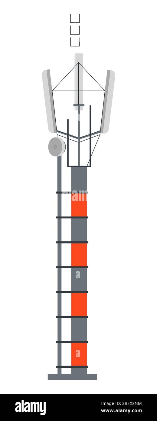 Stazione tower per la trasmissione del segnale, icona del sistema di trasmissione Illustrazione Vettoriale