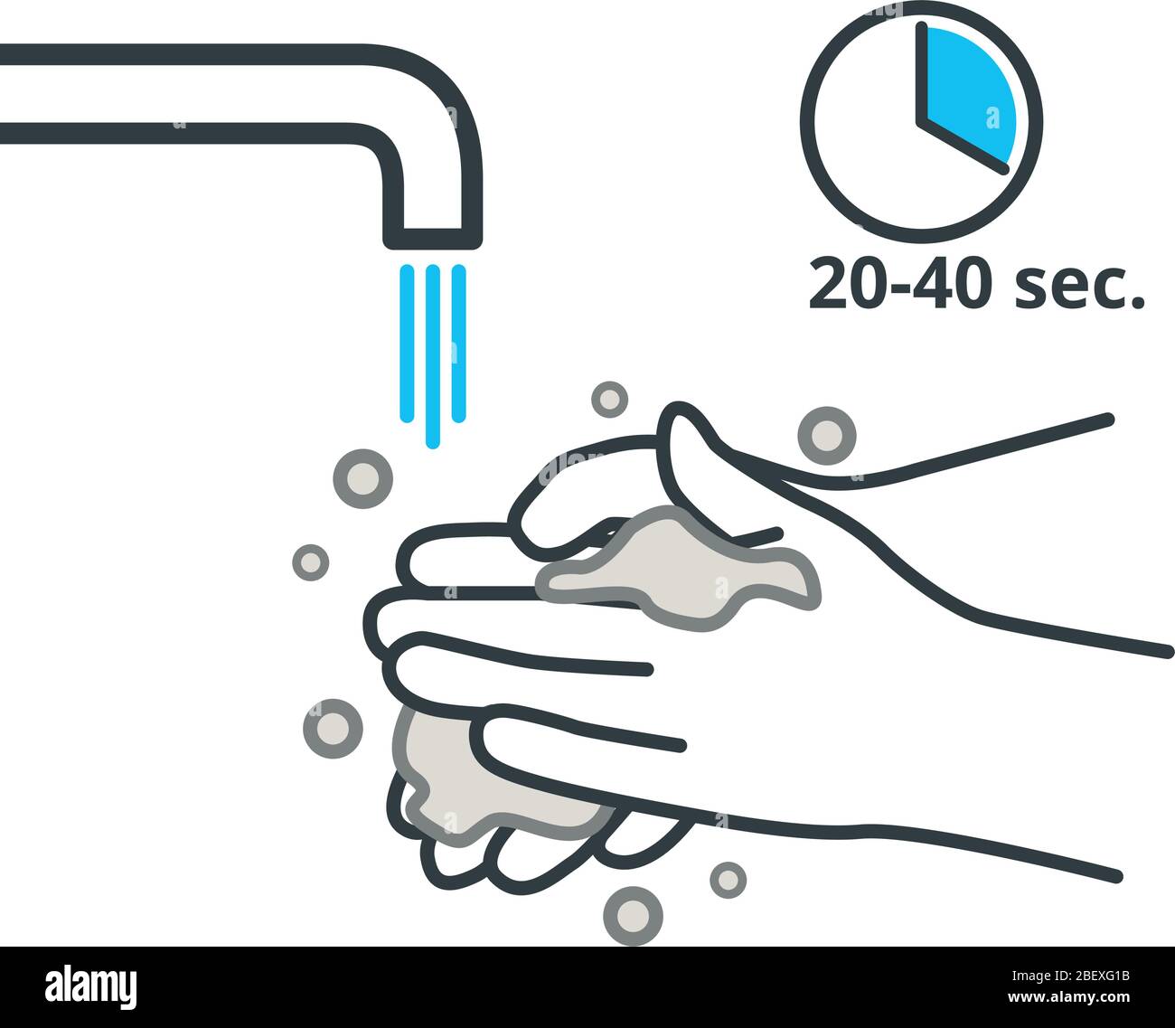 Lavarsi frequentemente le mani con acqua e sapone Illustrazione Vettoriale