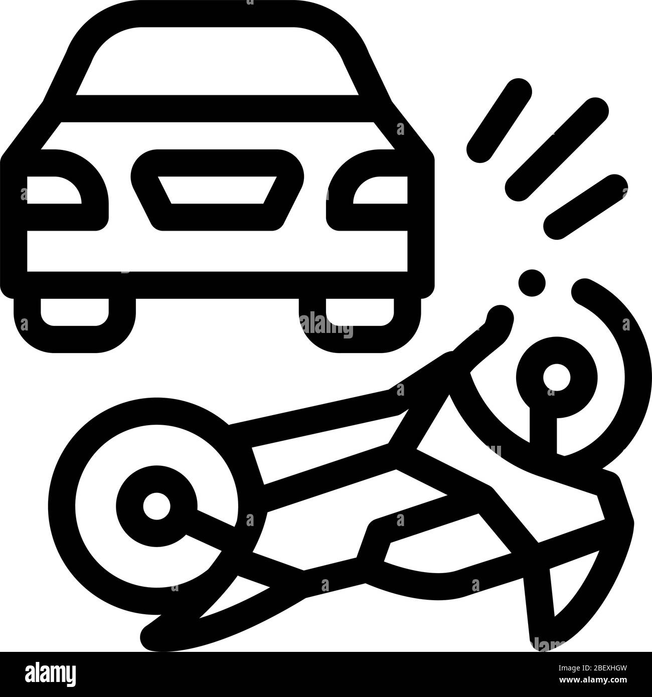 moto colpito da auto icona vettore contorno illustrazione Illustrazione Vettoriale
