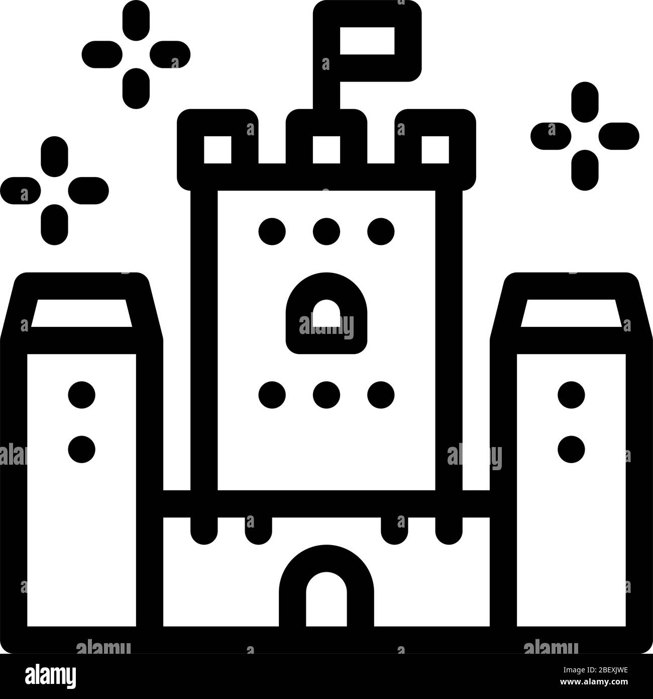 principessa castello icona vettore contorno illustrazione Illustrazione Vettoriale