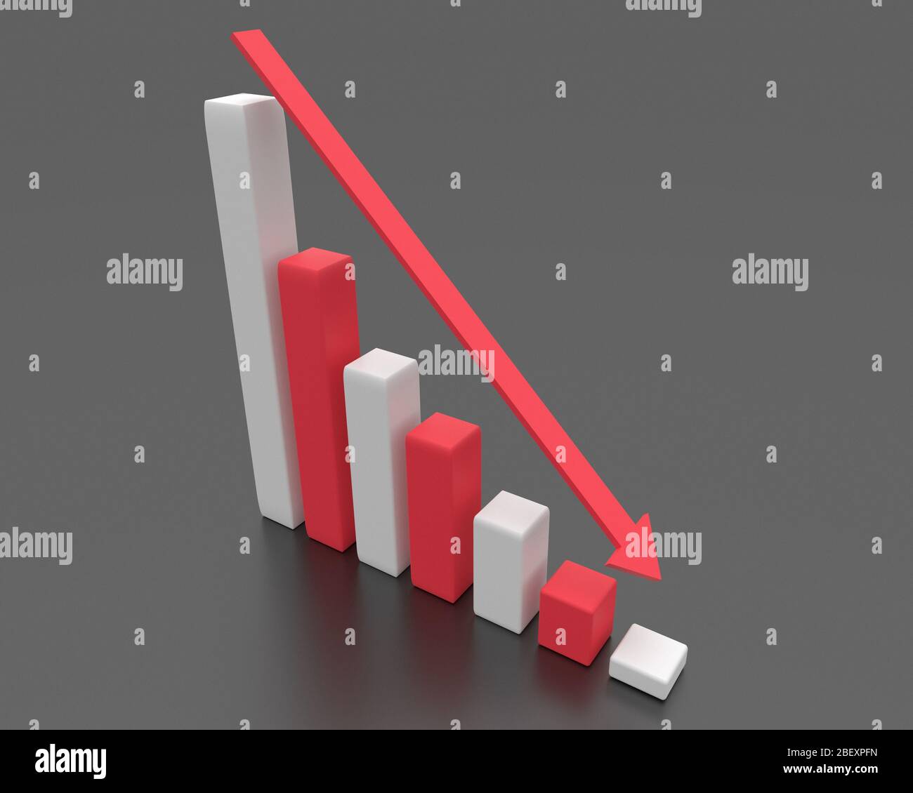 Concetto di business fallimentare. Grafico della crisi finanziaria. rendering 3d Foto Stock