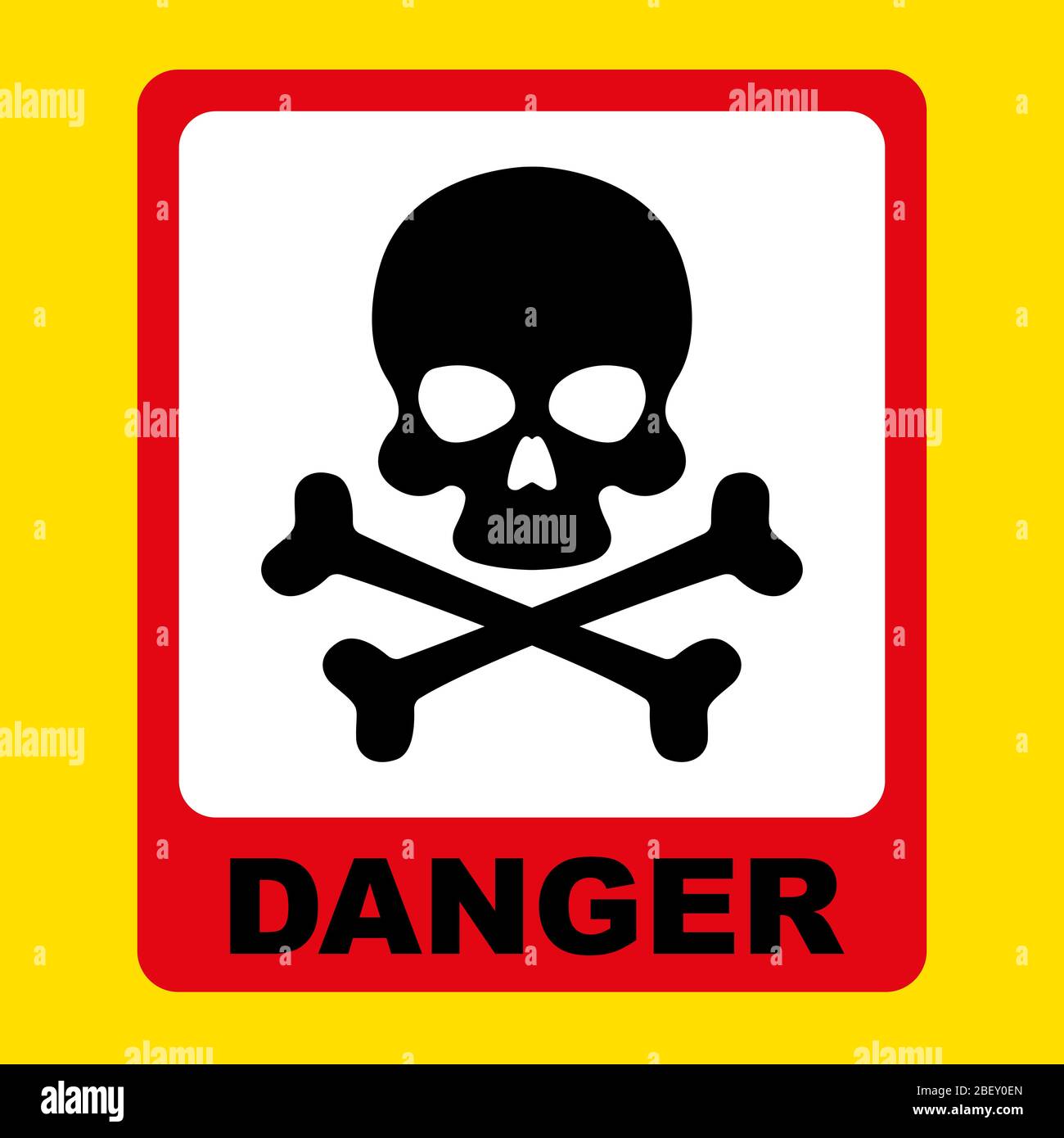 Cartello di pericolo con cranio nero e crossbones. Sfondo giallo. Simbolo  di morte, pericolo o veleno icona stile piatto per i siti web Immagine e  Vettoriale - Alamy