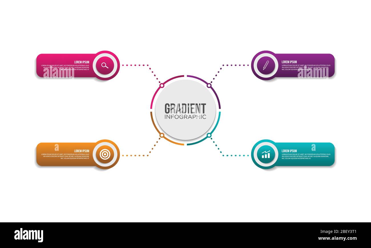 Infografica moderna su gradienti multicolore con modello di progettazione vettoriale Steps Illustrazione Vettoriale