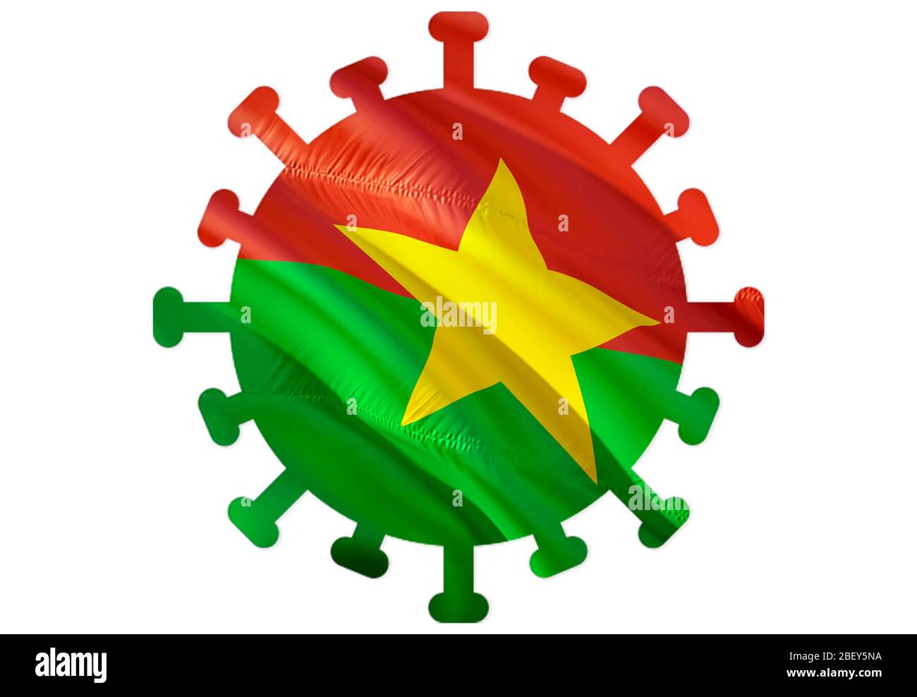 Simbolo di coronavirus in Burkina Faso. Nuovo coronavirus (2019-nCoV). Concetto di quarantena di coronavirus SARS-cov-2. Rischio di coronavirus e infezione in B. Foto Stock