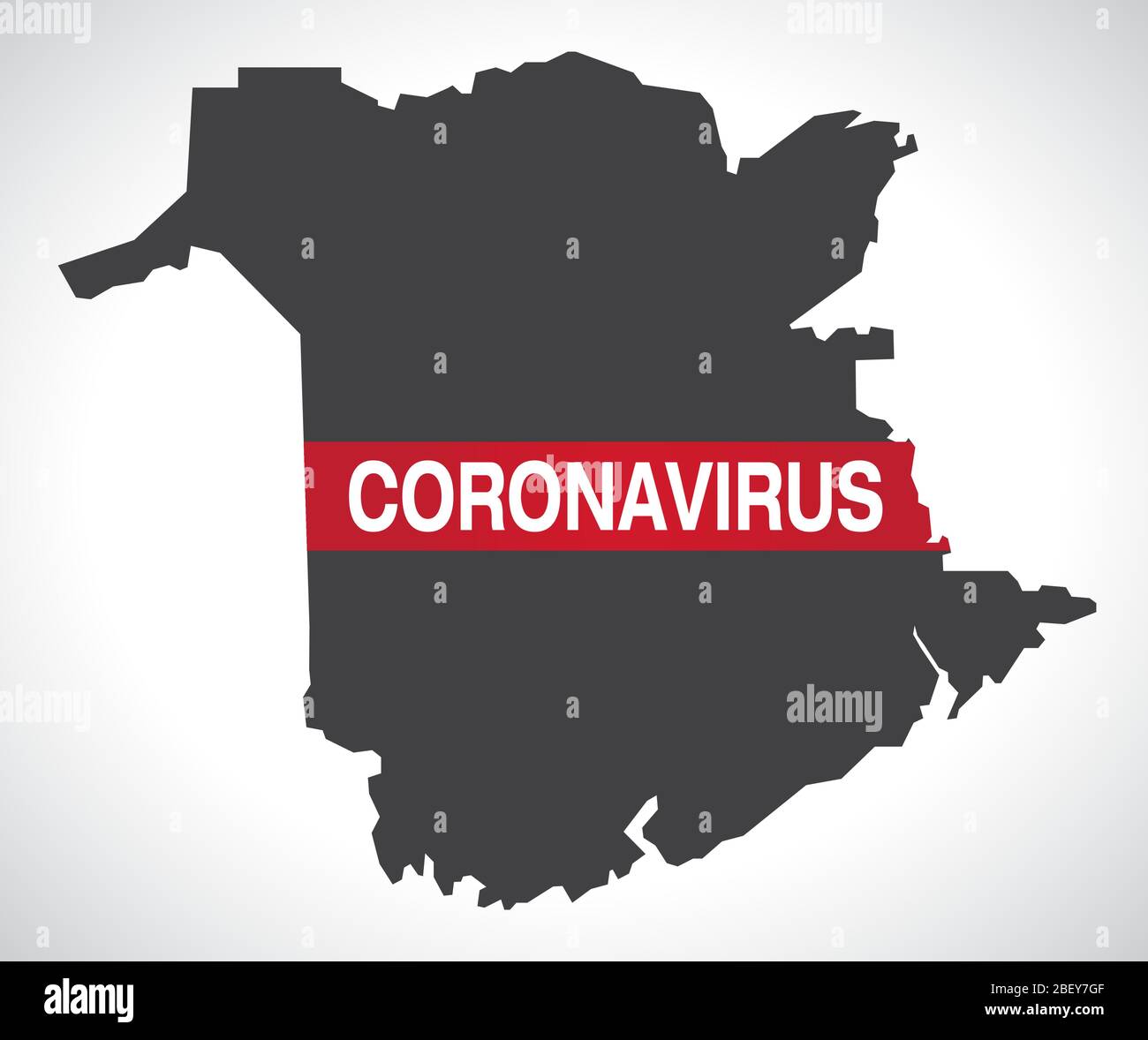 Nuova mappa del Brunswick CANADA con l'illustrazione di avvertenza di Coronavirus Illustrazione Vettoriale
