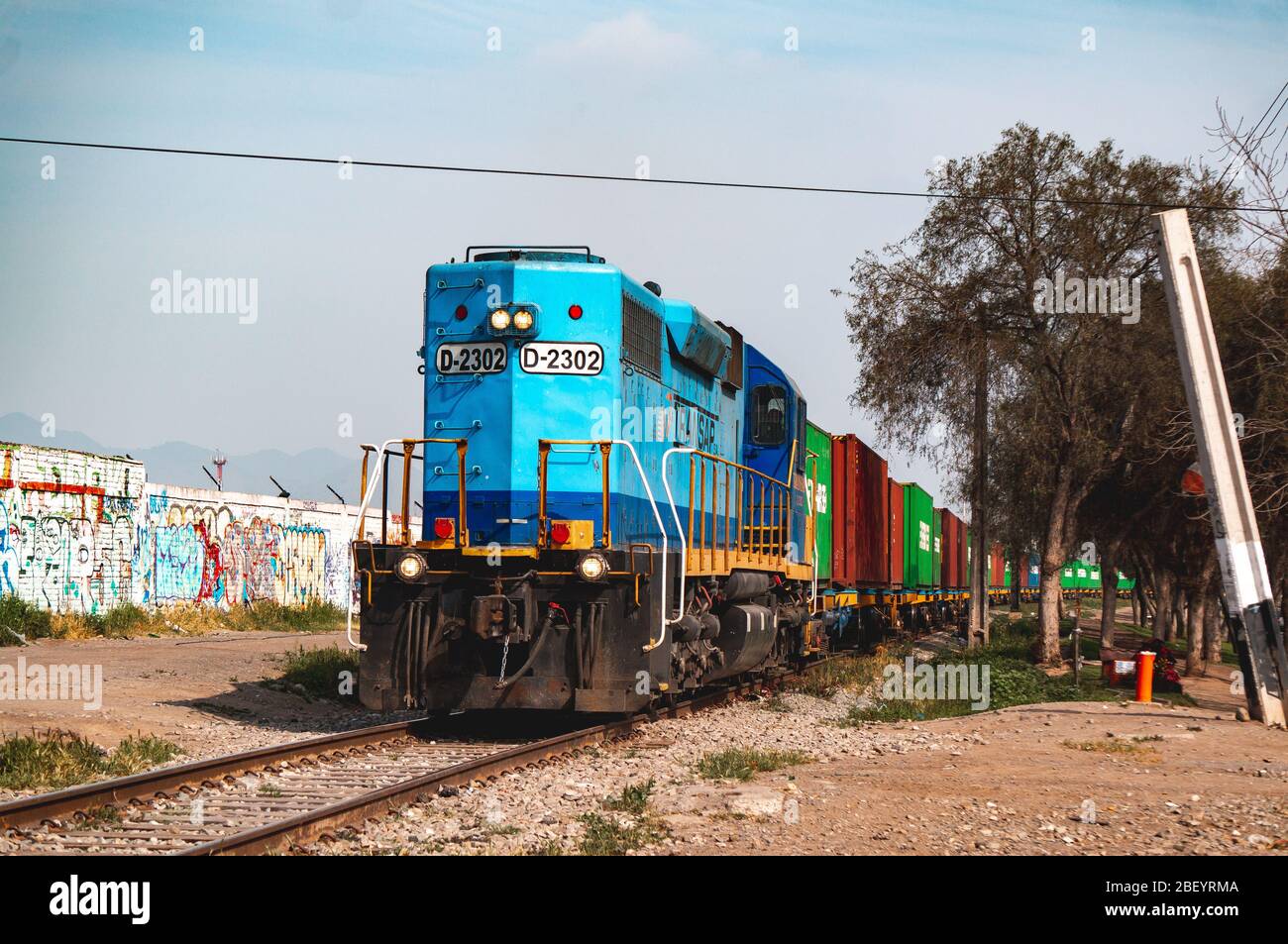 SANTIAGO, CILE - AGOSTO 2016: Un treno merci a Cerrillos Foto Stock