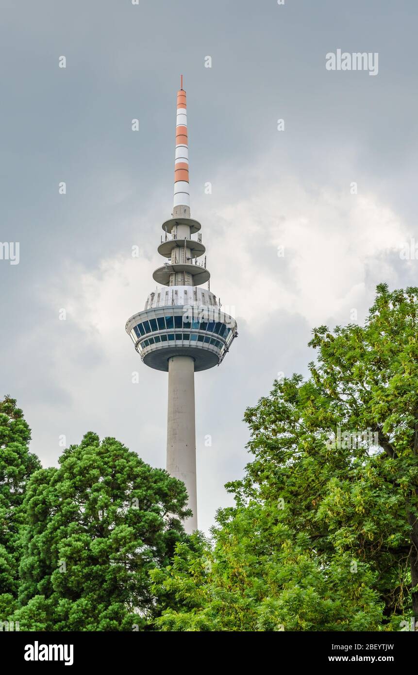 Torre delle telecomunicazioni, Mannheim, Baden-Wuerttemberg, Germania Foto Stock