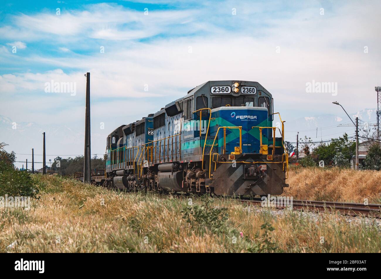 SANTIAGO, CILE - SETTEMBRE 2016: Un treno merci a Cerrillos Foto Stock