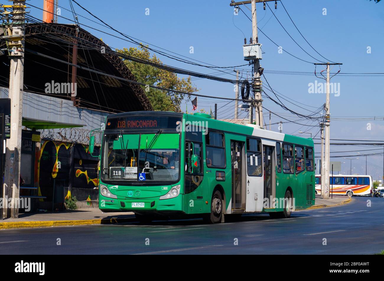 Santiago, CILE - FEBBRAIO 2019: Un autobus Transantiago a Cerrillos Foto Stock