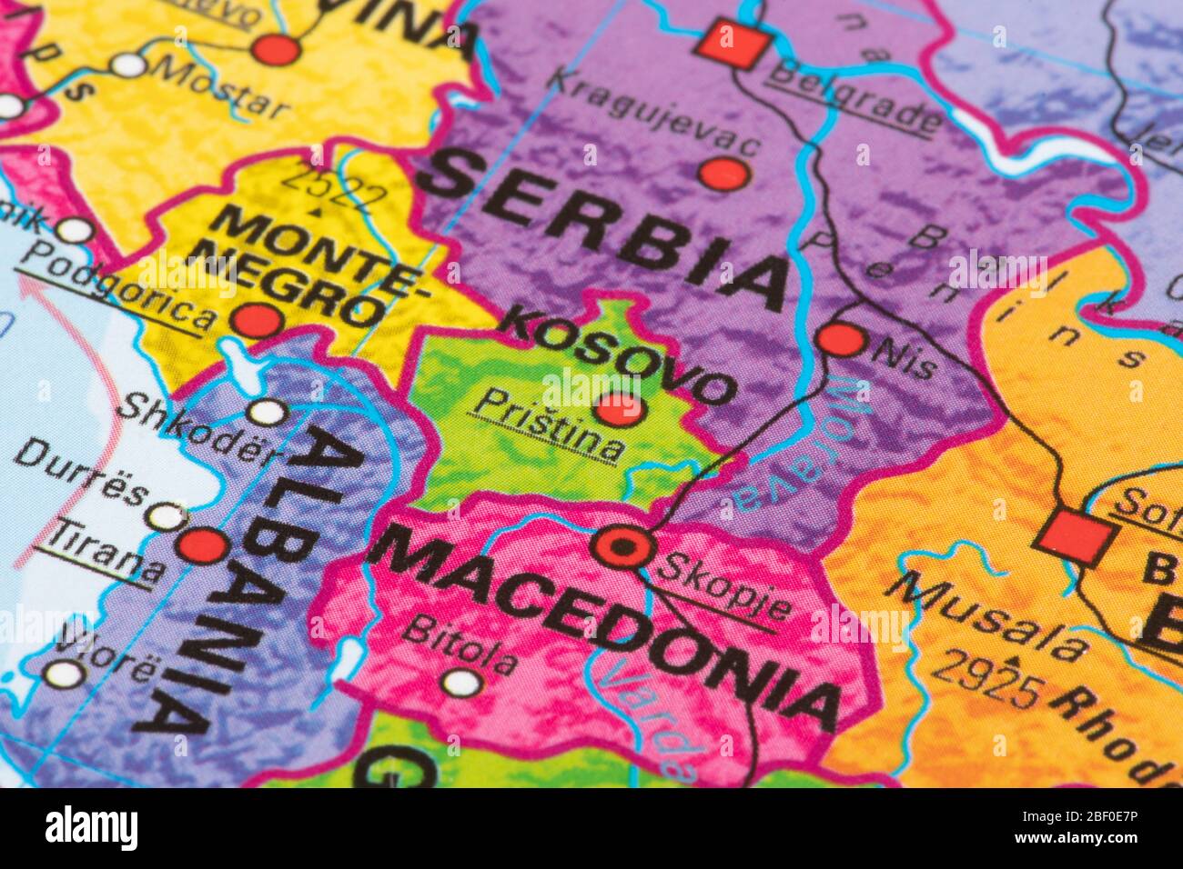 Europa, mappa del Kosovo Foto Stock