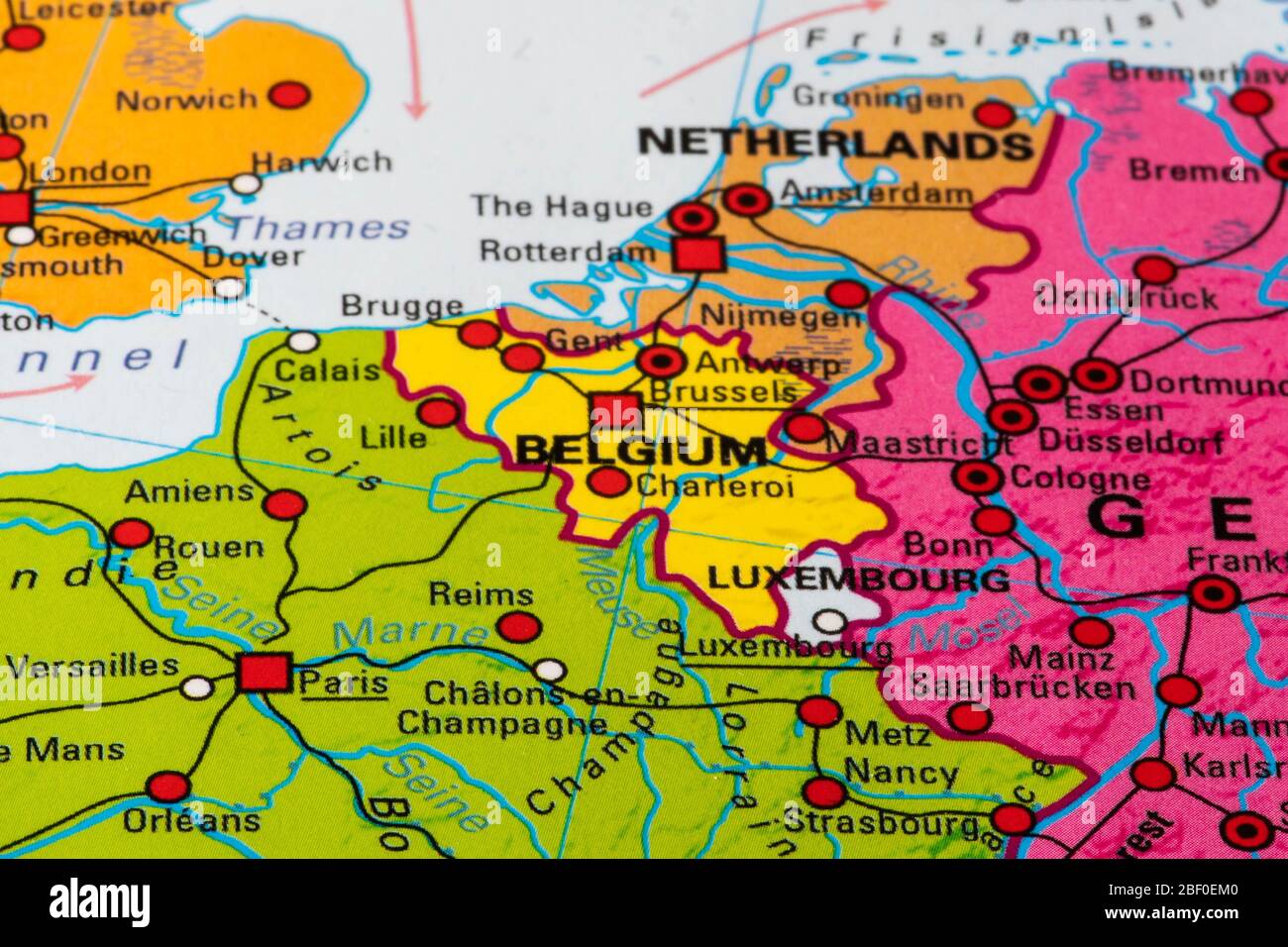 Europa, mappa del Belgio Foto Stock