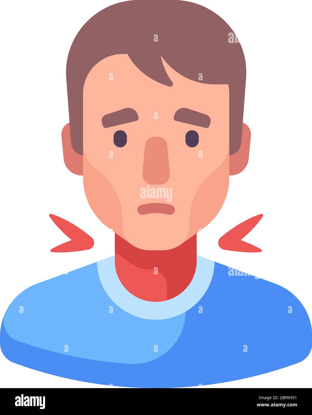 Illustrazione piatta della gola dolente. Uomo freddo Illustrazione Vettoriale