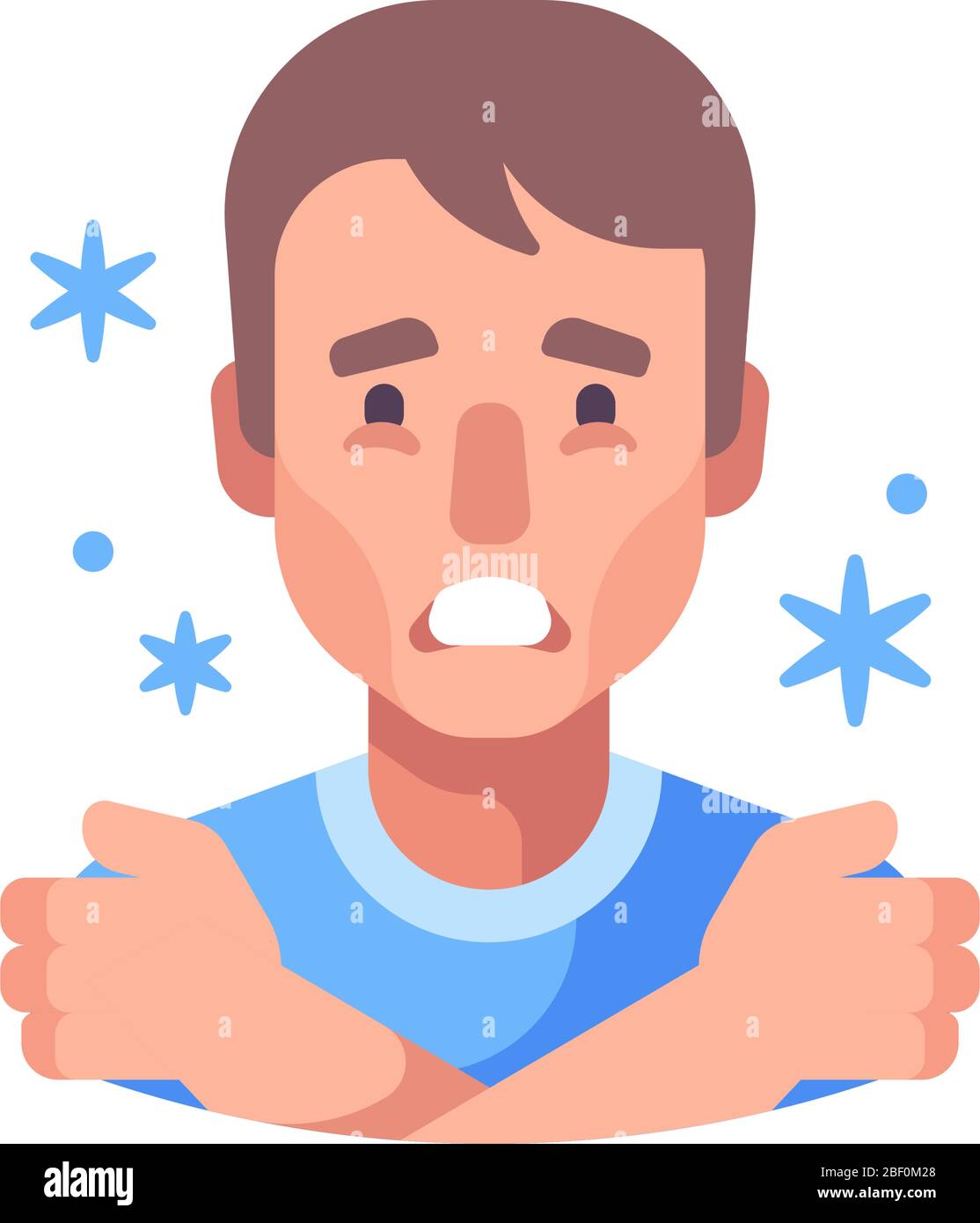 Illustrazione di Chills Flat. L'uomo sente freddo e brivido Illustrazione Vettoriale