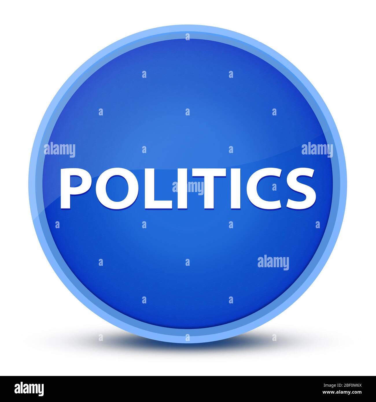 Politica isolata su speciale blu rotondo pulsante illustrazione astratta Foto Stock
