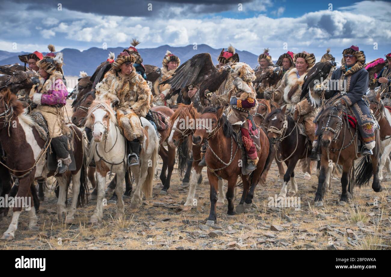 Festival Mongoliano dei cacciatori di aquile, provincia di Bajan-Oelgii, Mongolia Foto Stock