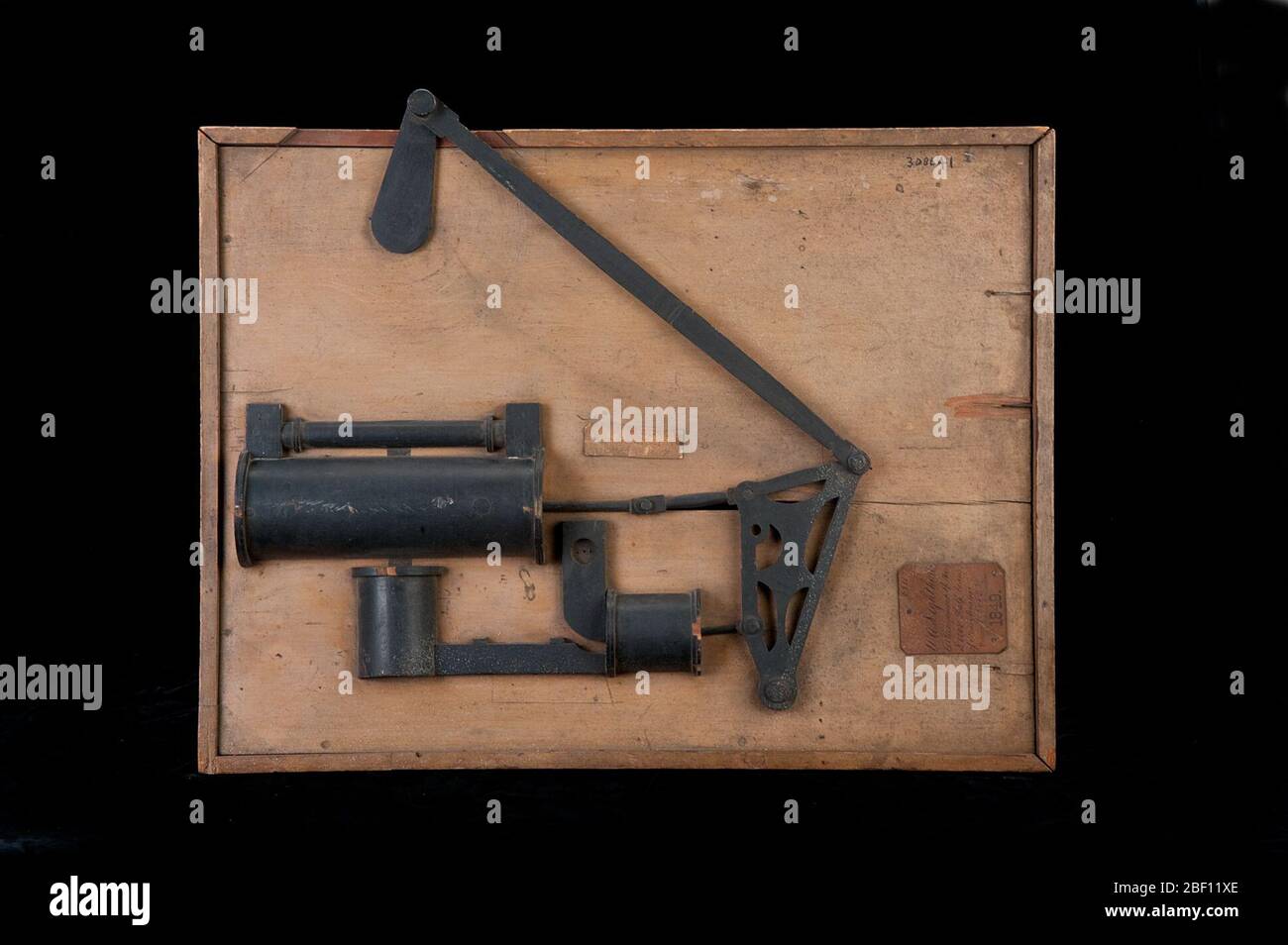 Motore marino Lighthall HalfBeam modello brevettuale. Questo modello è stato sottoposto all'Ufficio brevetti degli Stati Uniti con la domanda di brevetto rilasciata a William A. Lighthall, di Albany, New York, 23 ottobre 1849, n. Foto Stock