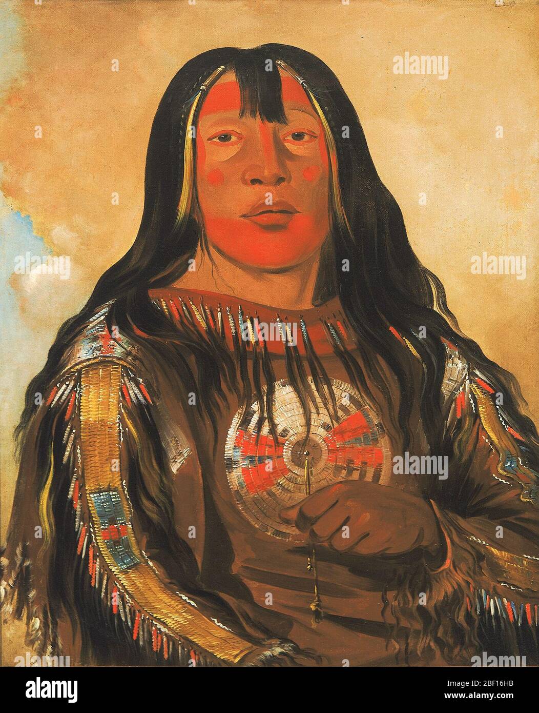 Pehtpekiss Eagles costola un capo di Piegan. "Quest'uomo è uno degli uomini straordinari della tribù dei piedi Neri; anche se non un capo, si trova qui nel Forte, e vanta deliberatamente di otto capesante, che dice di aver preso dalle teste dei trappers e dei commercianti con la propria mano. Foto Stock