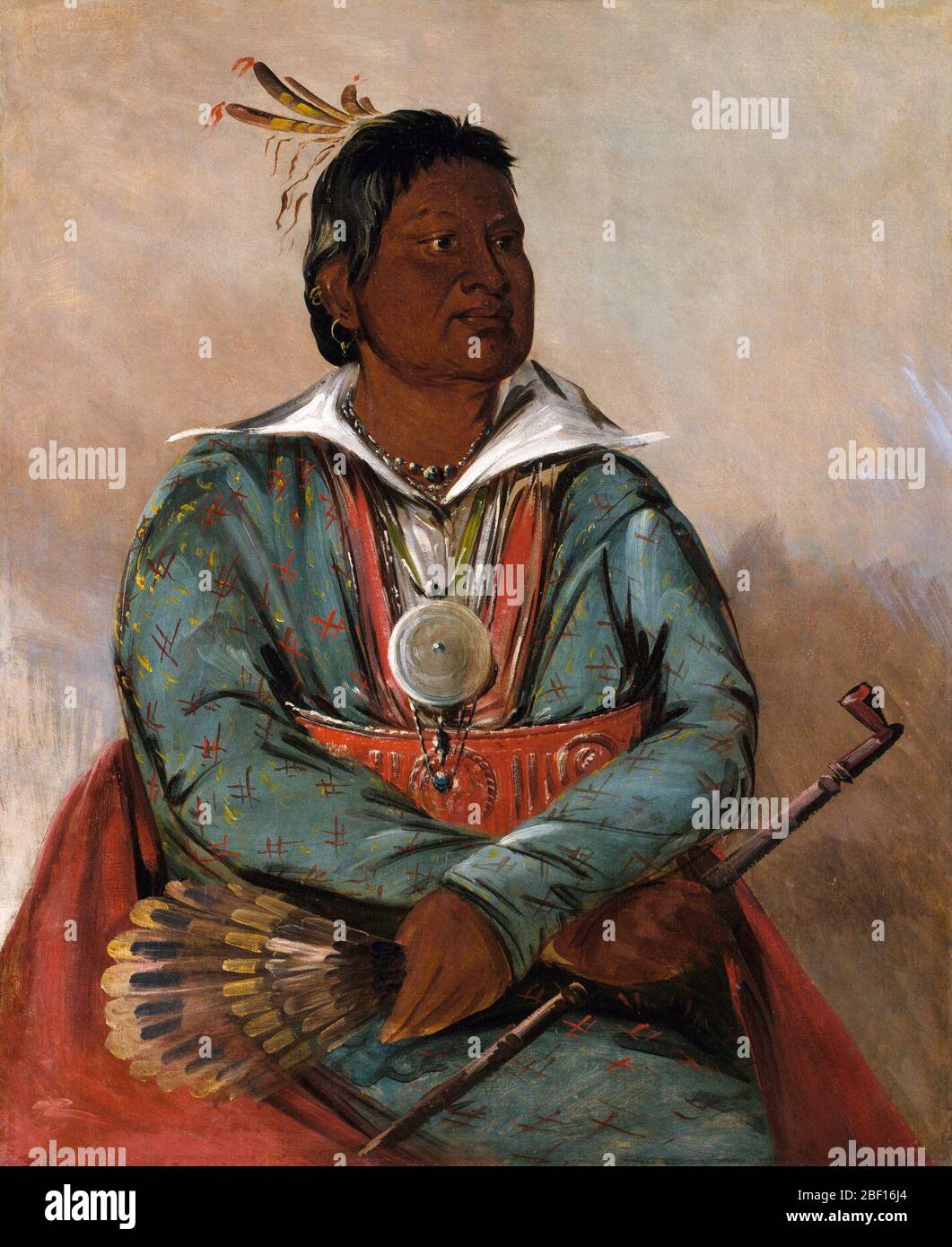 Msholatbbee colui che mette fuori e uccide il Capo della Tribe. George Catlin descrisse quest'uomo come un "famoso ed eccellente capo" del Choctaw, e dipinse il suo ritratto a Fort Gibson, Arkansas Territory, nel 1834. (Catlin, Letters and Notes, vol. 2, n. 49, 1841; ristampa 1973) Foto Stock