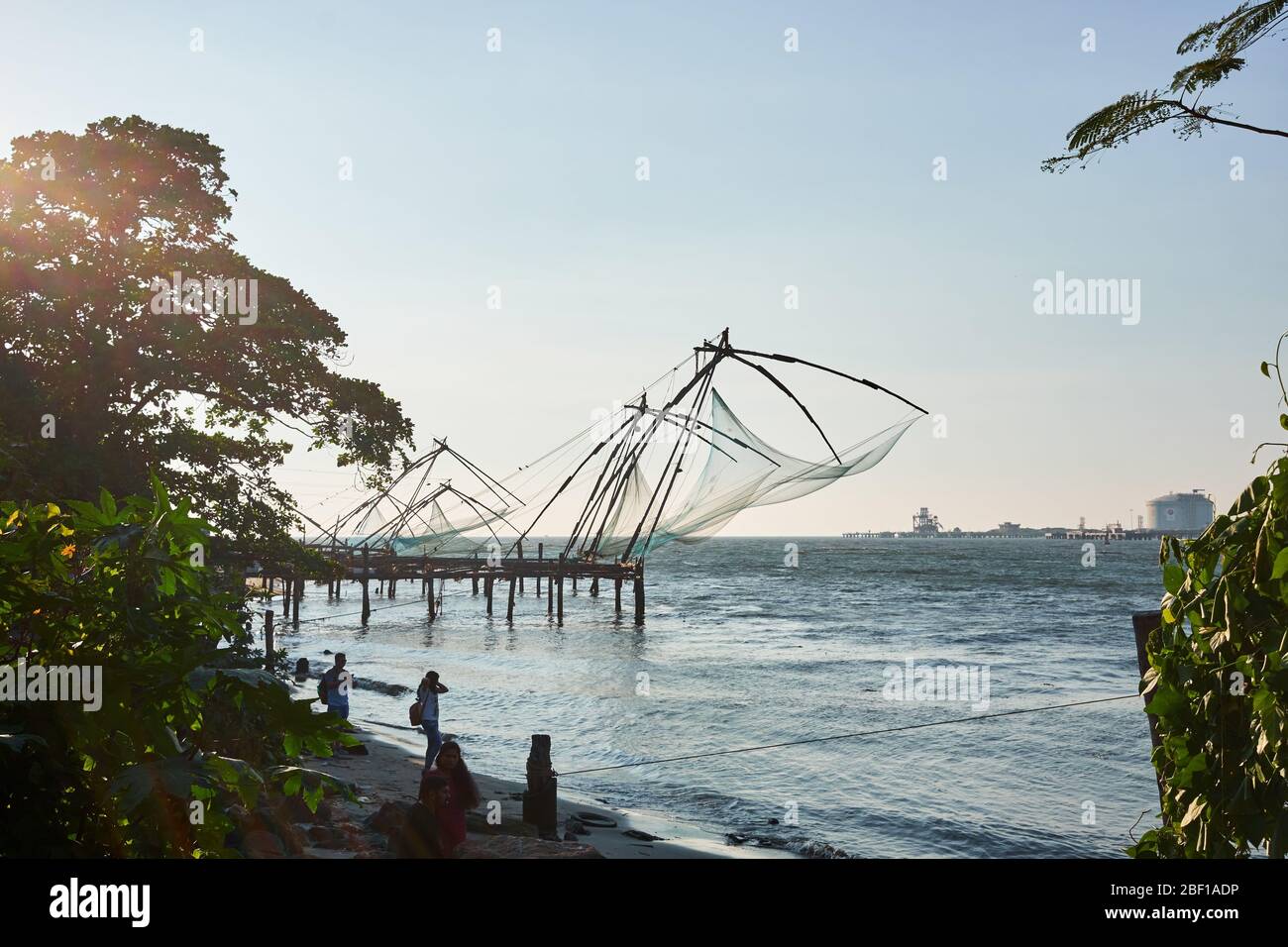 Reti da pesca cinesi, Fort Kochi, Kerala Foto Stock