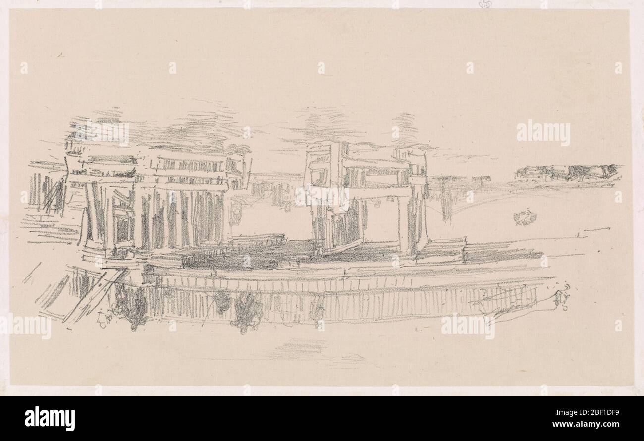 (Artista) James McNeill Whistler; Stati Uniti; 1879 e 1887; litografia su carta; H x L (totale): 14.8 x 33.3 cm (5 13/16 x 13 1/8 in); dono di Charles Lang Freer Foto Stock