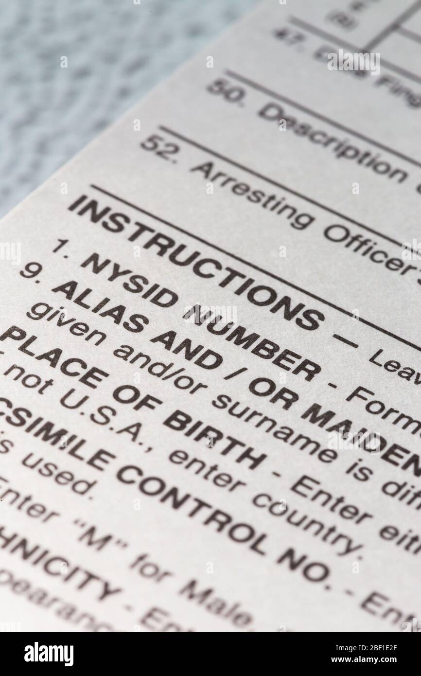 Primo piano di una carta impronte dello Stato di New York Foto Stock