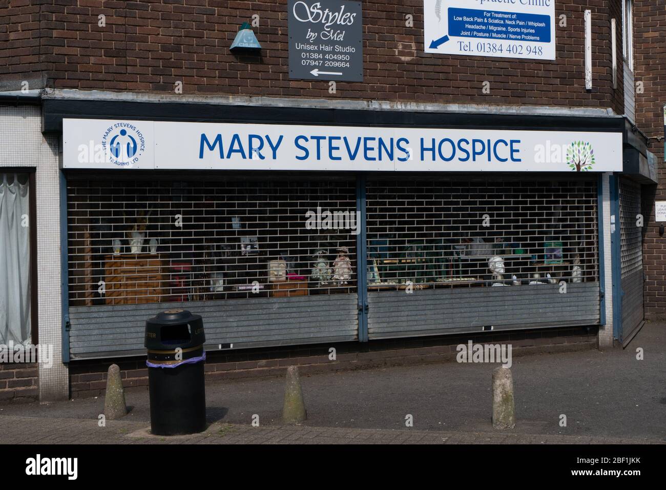 Mary Stevens Charity Shop chiuso a causa della Pandemia Covid-19. Aprile 2020. Midlands occidentali. REGNO UNITO Foto Stock