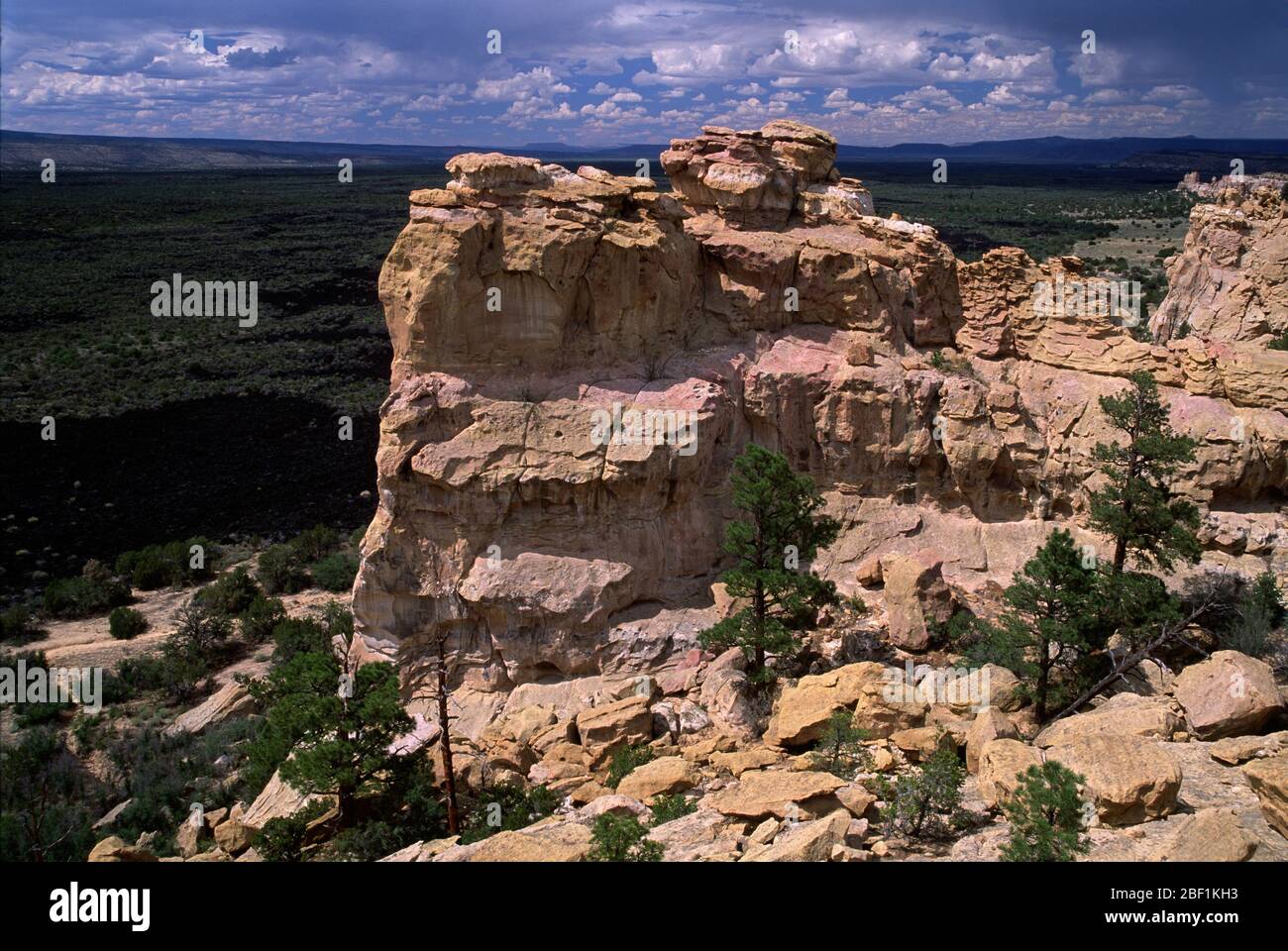 Scogliere di arenaria si affacciano, El Malpais monumento nazionale, Nuovo Messico Foto Stock