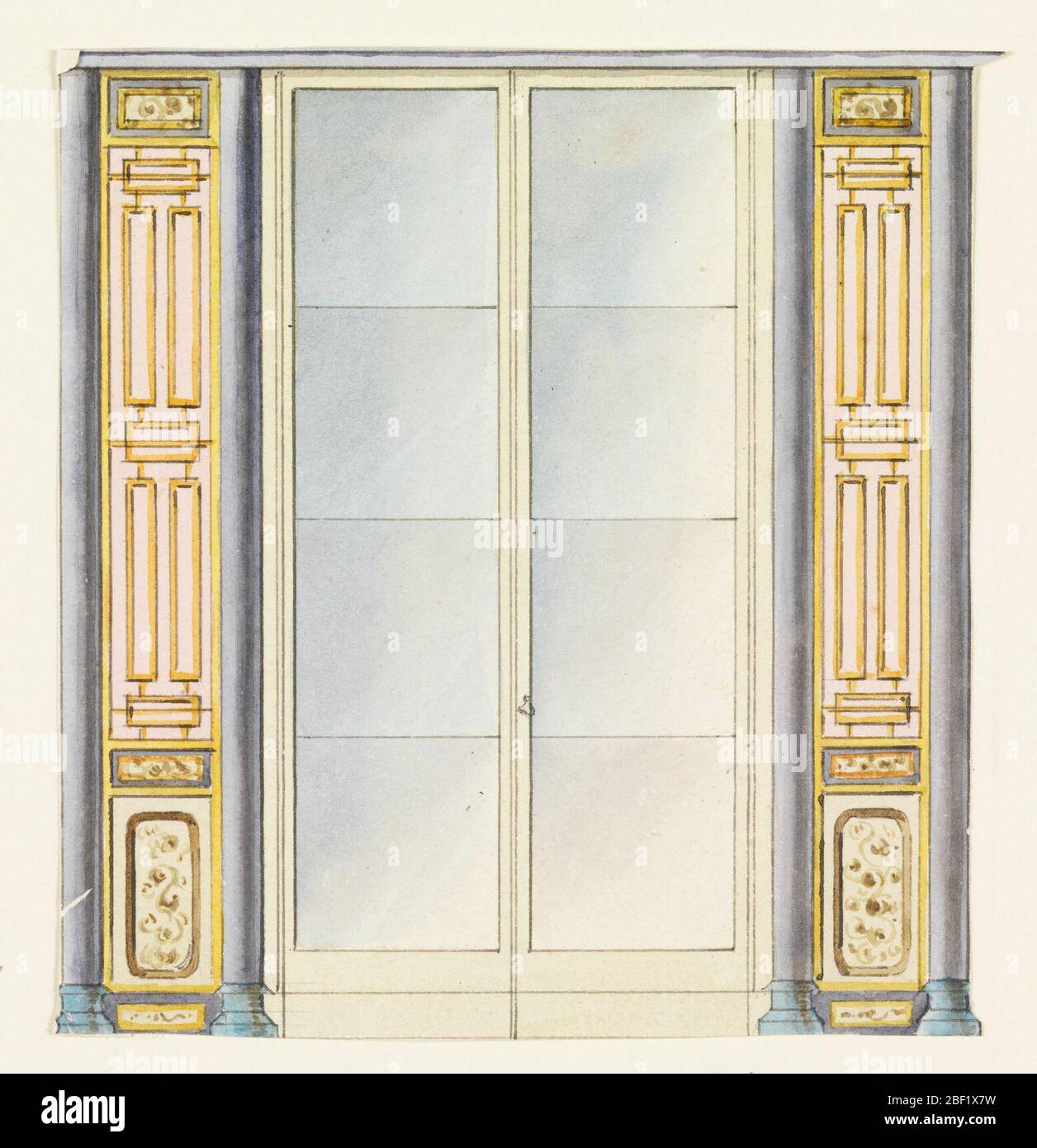 Design per una finestra possibilmente per la lobby o nelle vicinanze a sud della sala da pranzo. Rettangolo verticale. Design per il Royal Pavilion, Brighton. Foto Stock