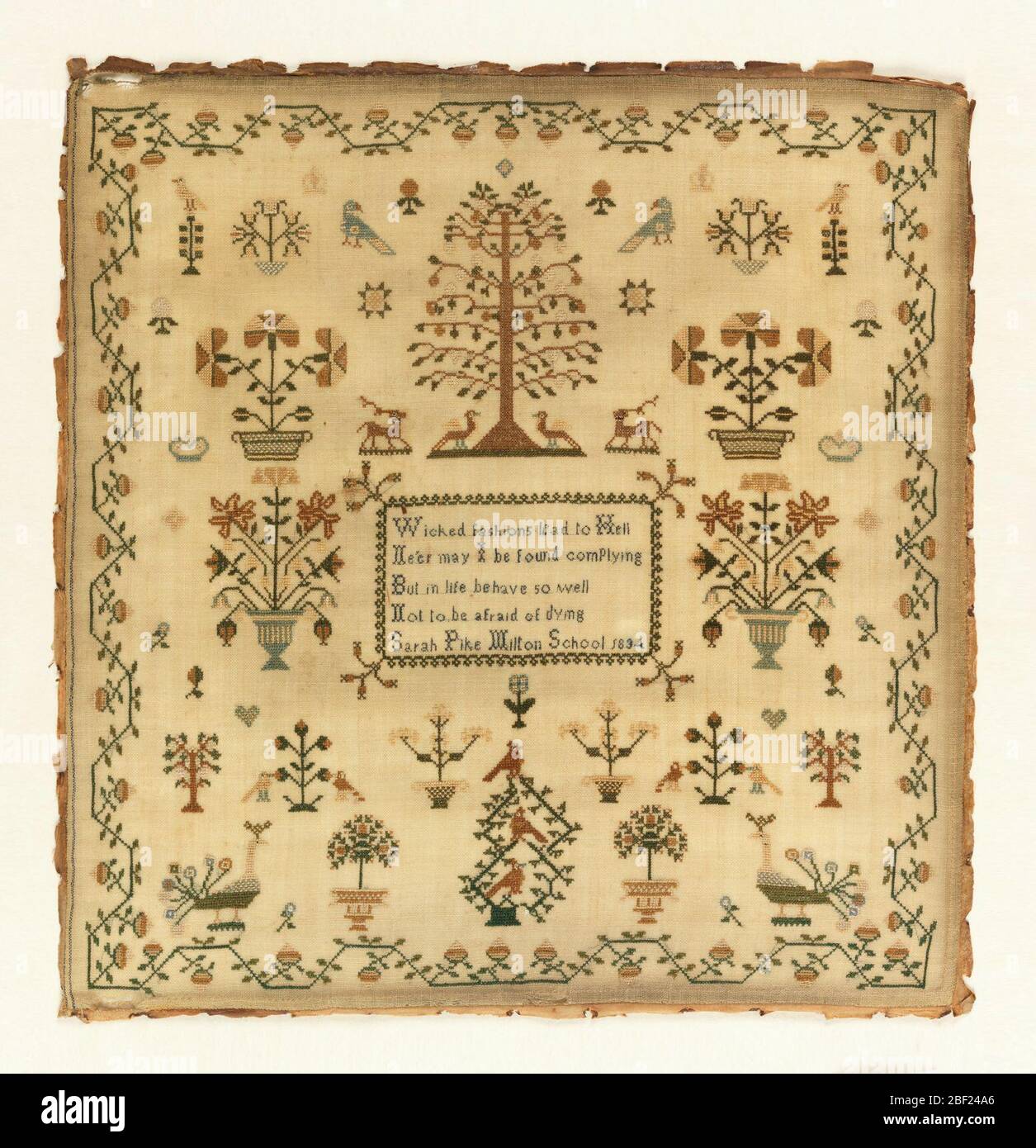 Campionatore. 'Gli abiti malvagi conducono all'inferno/Neer possono essere trovati che si conformano/ ma nella vita si comportano così bene/ non per avere paura di morire.' Foto Stock