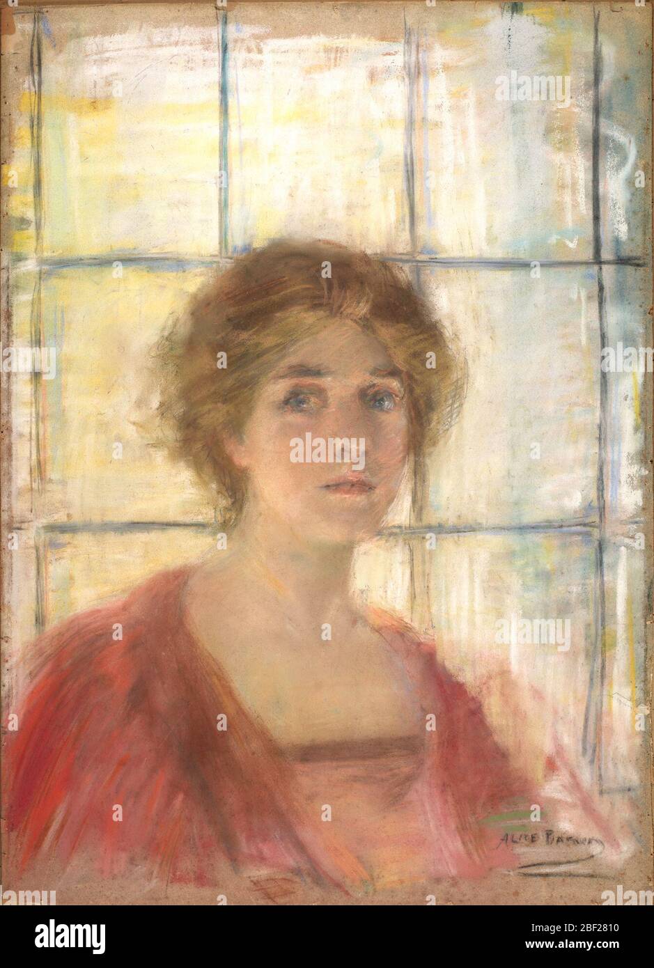 Contro la finestra. Foto Stock