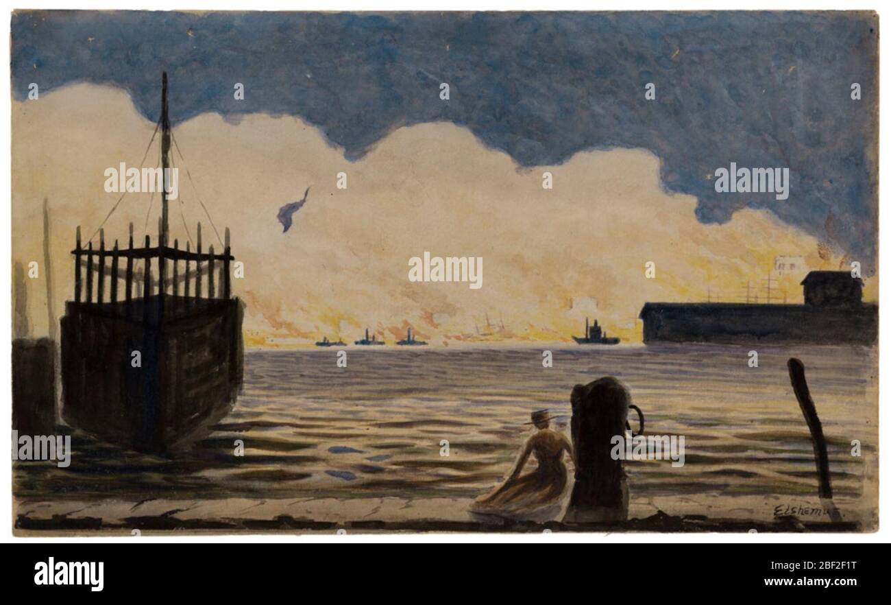 Ragazza su un molo. JH acquistato da Rabin & Kruger, Newark, New Jersey 1958 Foto Stock