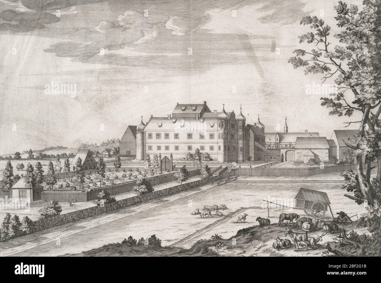 Castello di Eglingen vicino a Dillingen. Kupferstich, circa 1740 Foto Stock