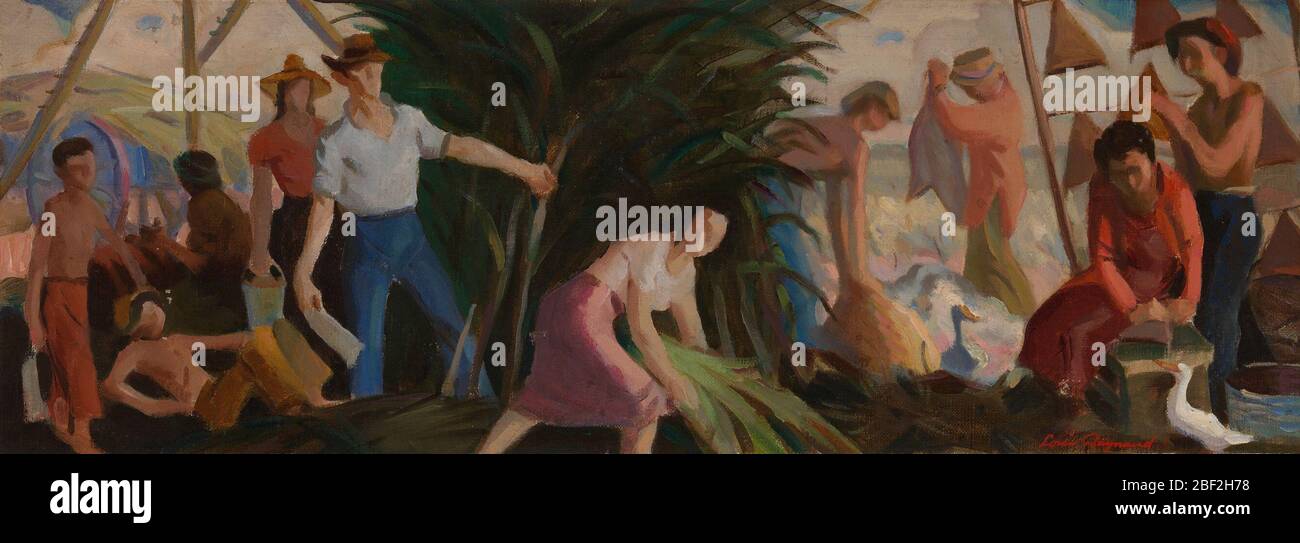 Lo studio murale di Harvest Abbeville Louisiana Post Office. Foto Stock