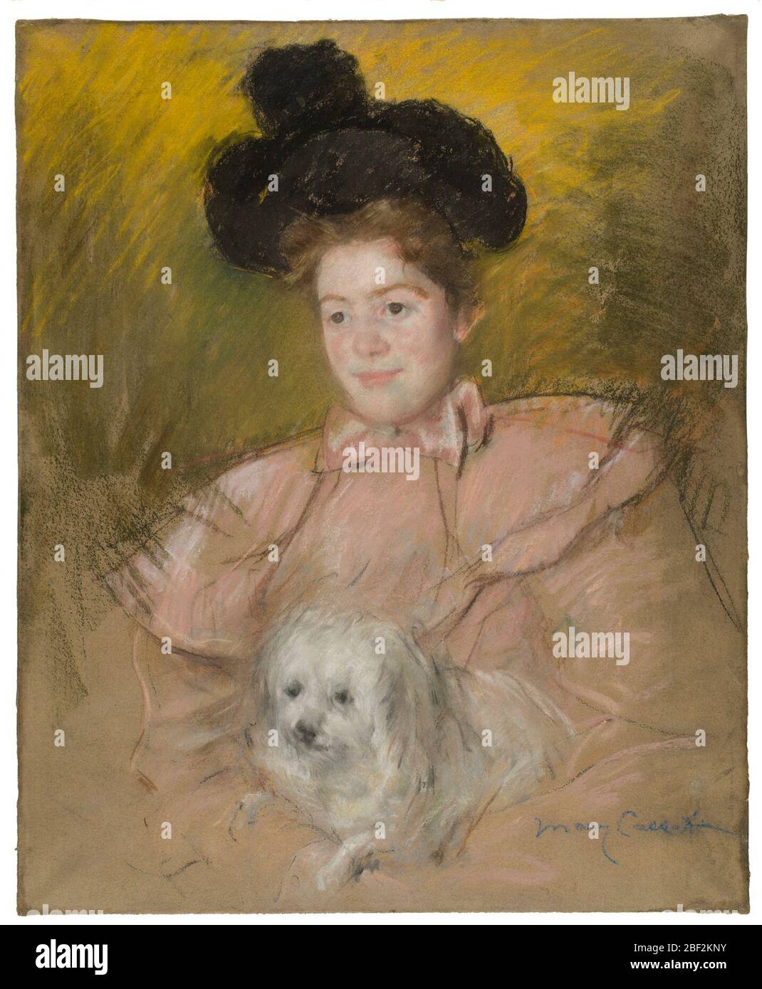 Donna in costume Raspberry in mano un cane. JH acquistato presso Parke-bernet Galleries, New York 1966YOKOHAMA MUSEUM OF ART. 'Cary Cassatt Retrospective', 25 giugno-11 settembre 2016, no 89, pag. 122; pag. 211. Tour: MUSEO NAZIONALE D'ARTE MODERNA, Kyoto, 27 settembre-4 dicembre. Foto Stock