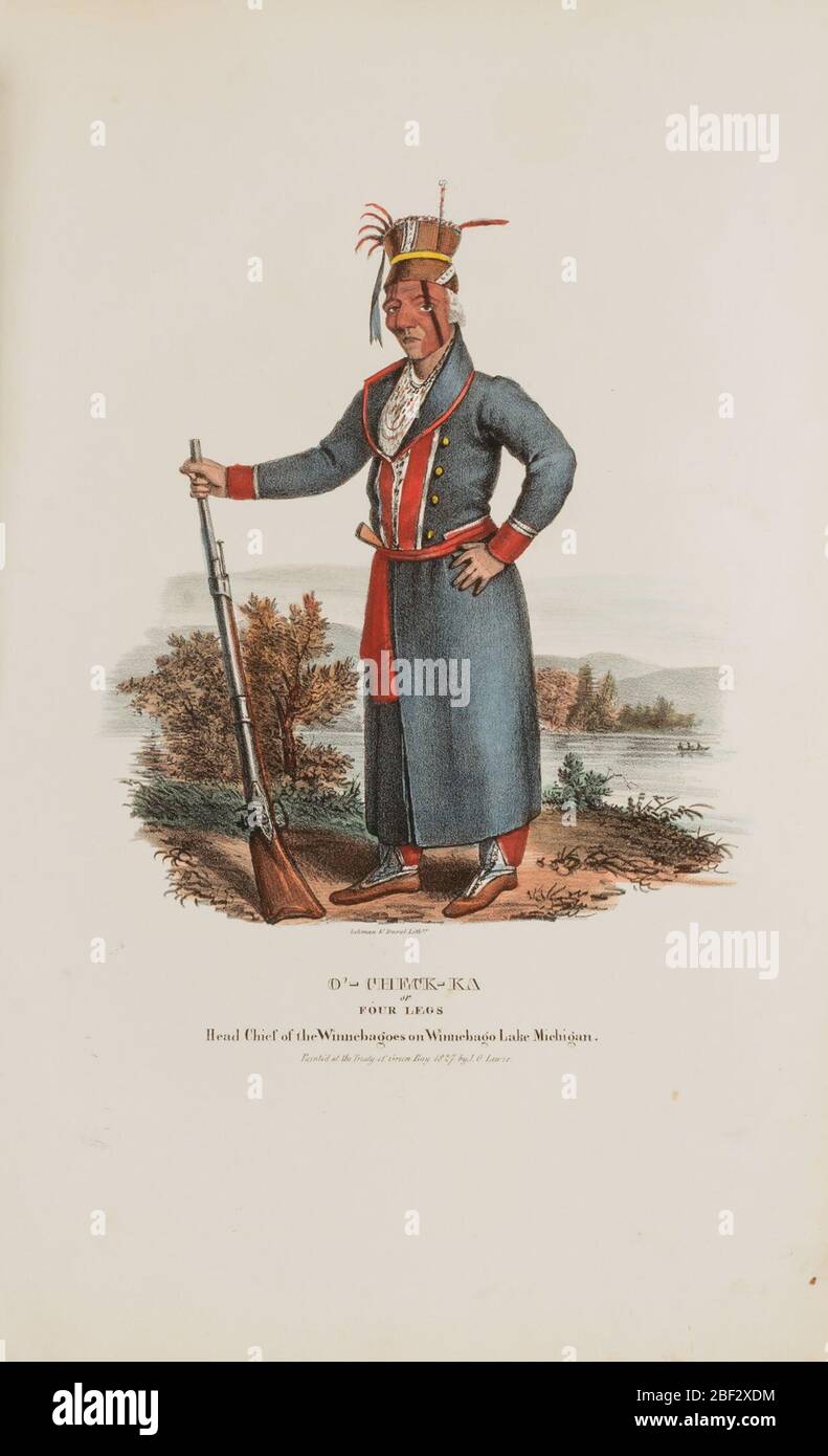 OCHECKKKA o quattro gambe Capo dei Winnebagoes di Winnebago Lake Michigan dal portafoglio aborigeno. Foto Stock