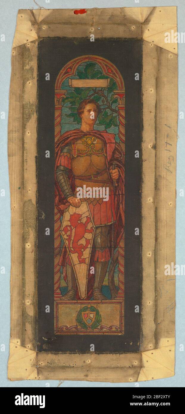 Studio del coraggio per la finestra commemorativa a Jacob Dolson Cox Oberlin College Oberlin OH. Studio per una finestra commemorativa per il padre dell'artista, Jacob Dolson Cox (1828-1900). Foto Stock