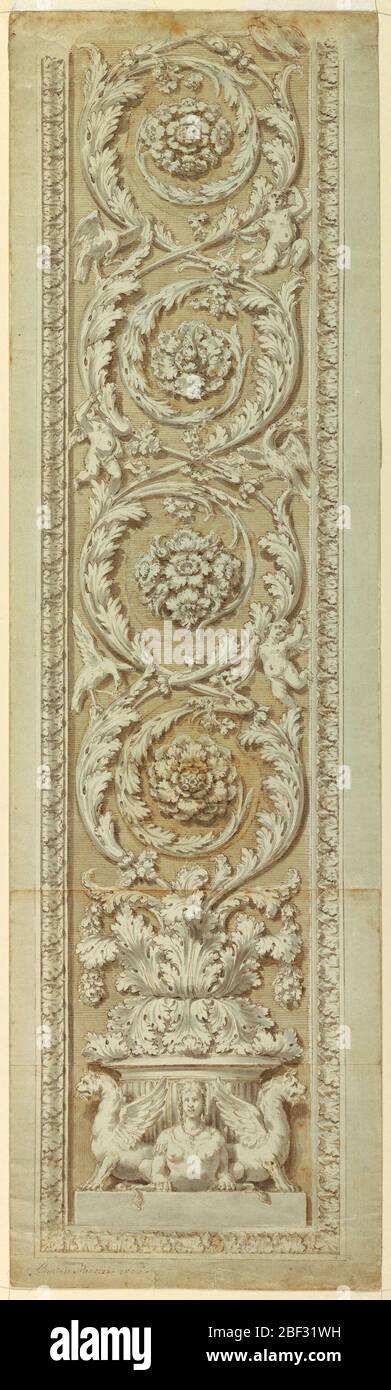 Pannello ornamentale. Disegno per pannello ornamentale con orientamento verticale. Foto Stock