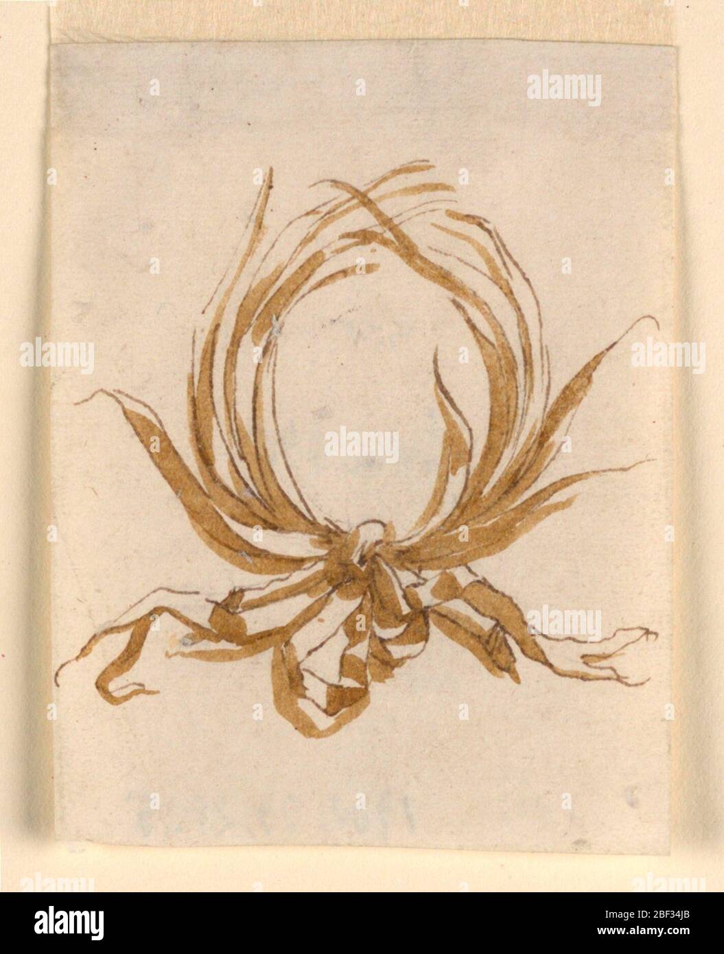 Telaio circolare di rami fissati con nastro. Due rami incrociati, fissati insieme con un nastro annodato, formano un aframe circolare Foto Stock