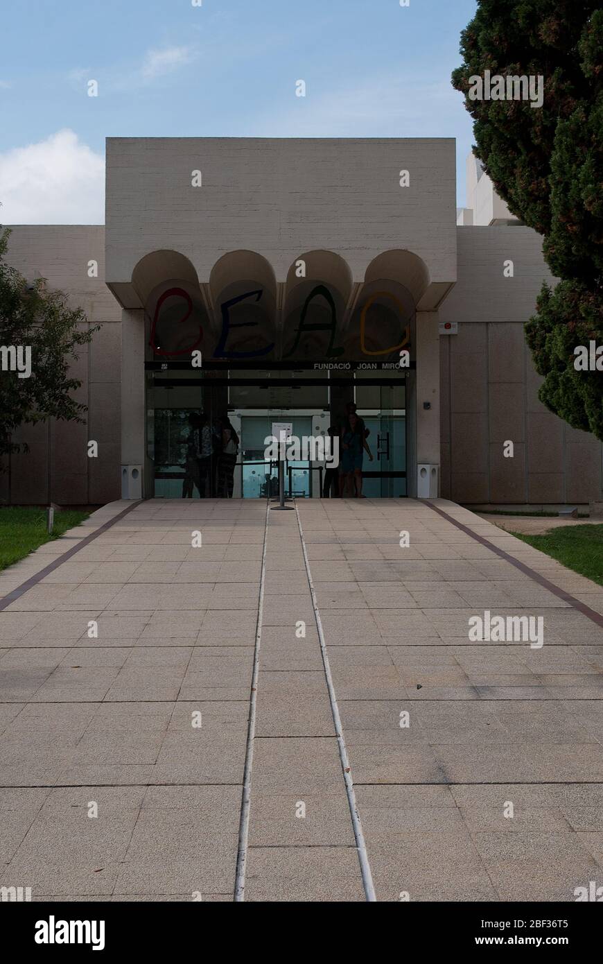 1970 architettura concrete Art Gallery Museum Fundacio Joan Miro edificio, Barcellona, Spagna di Lluis Sert Foto Stock