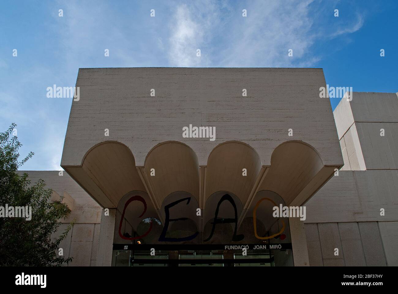 1970 architettura concrete Art Gallery Museum Fundacio Joan Miro edificio, Barcellona, Spagna di Lluis Sert Foto Stock
