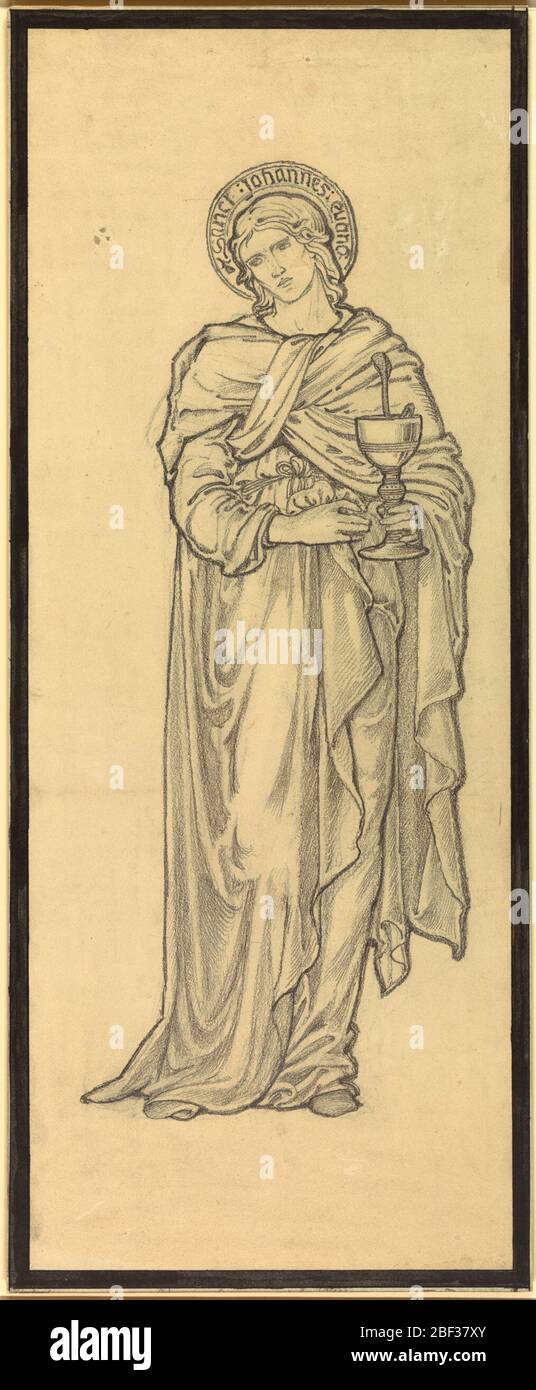 St John Cartoon per Carlisle Window Paisley Abbey Scozia. Cartone animato per una vetrata raffigurante San Giovanni che tiene un calice con un serpente in esso. Foto Stock