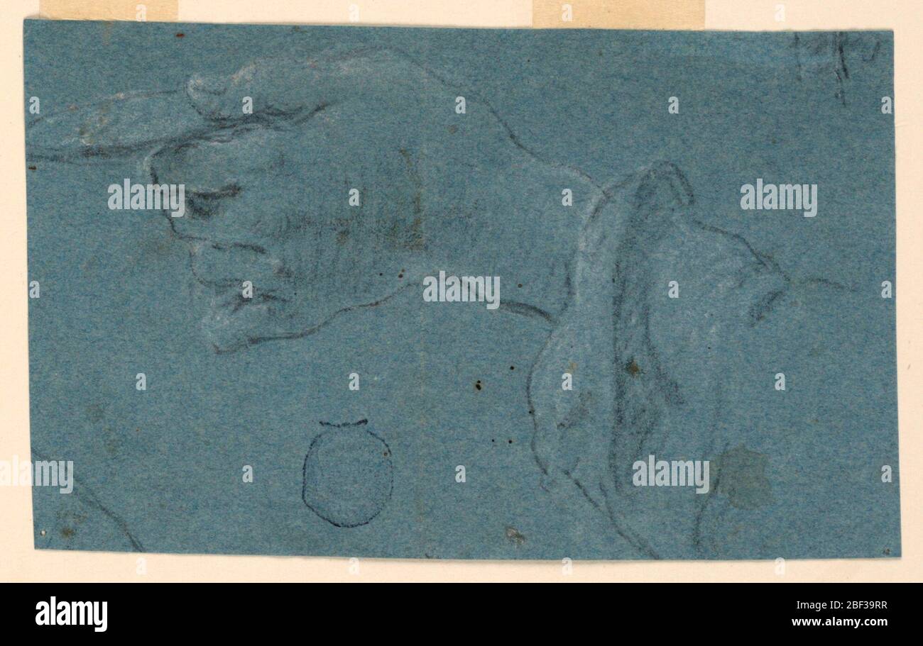 Disegno Studio di una mano sinistra che tiene un piccolo disco. Foto Stock